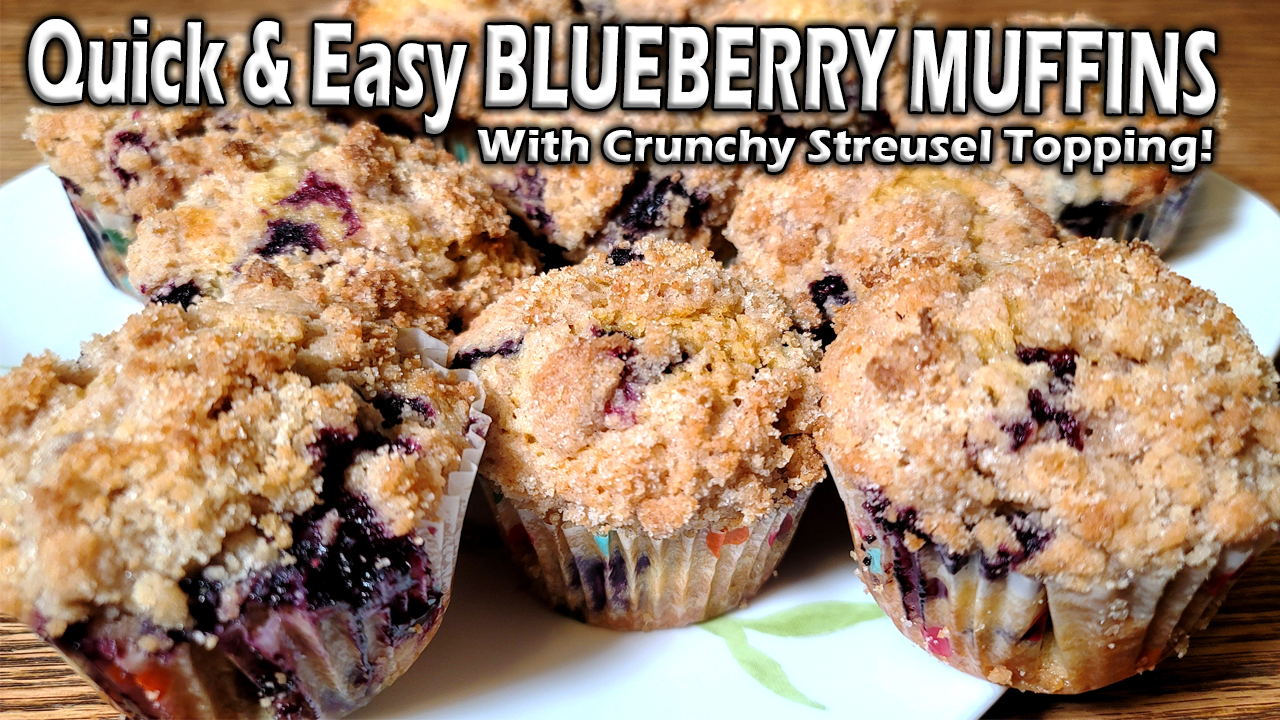 Quick and Easy Blueberry Muffins with crunchy streusel topping cover